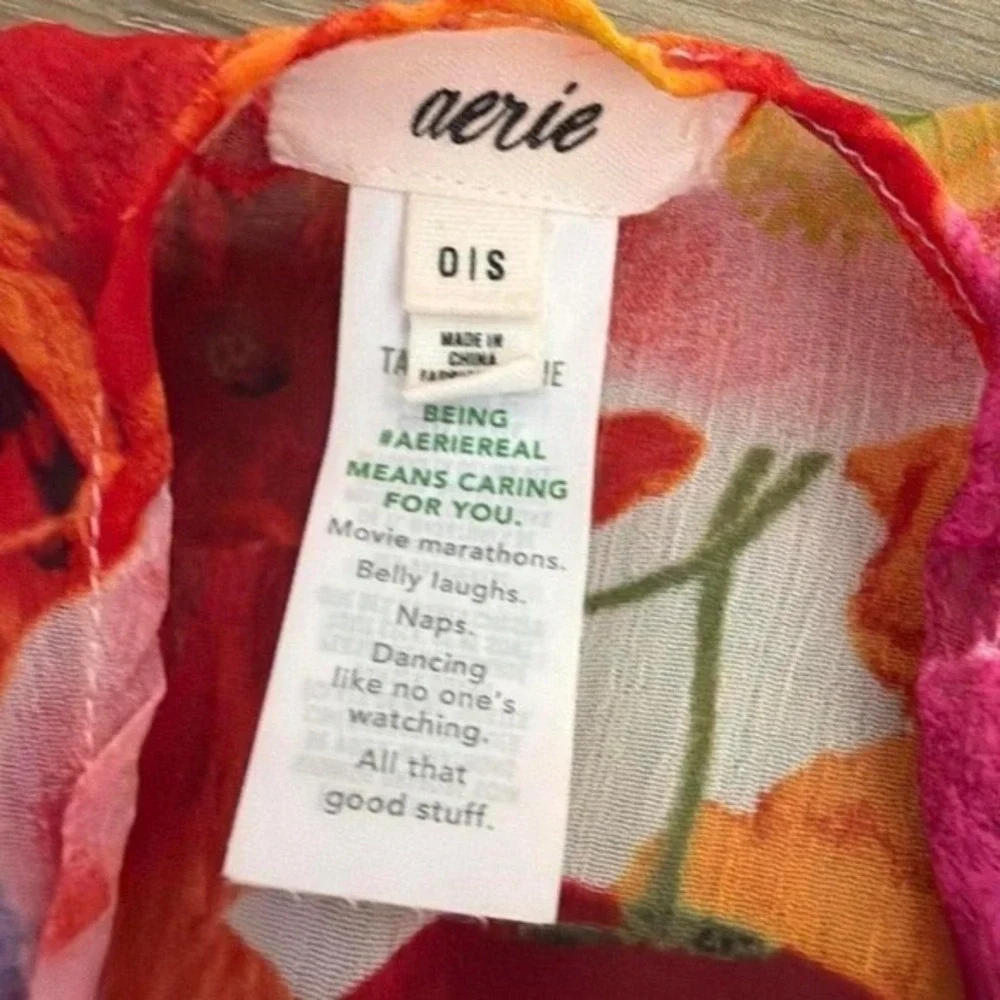 Aerie Chiffon Sheer Floral Kimono‎ Swim Cover Up Orange Pink Beach Resortwear OS